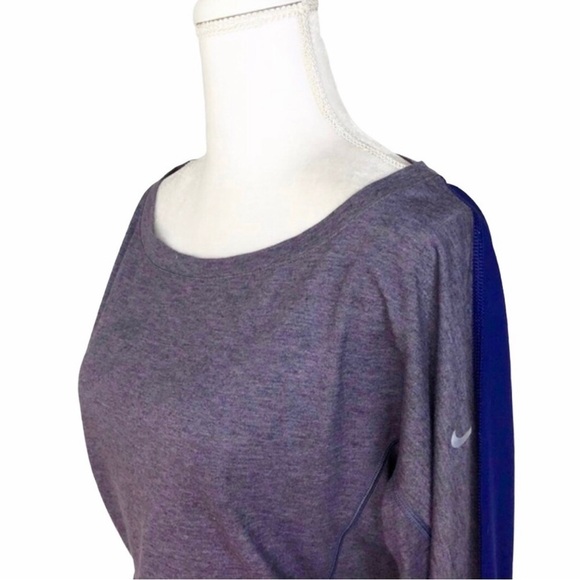 Nike Dri-Fit purple wide-neck long-sleeve top tee activewear athleisure XS - Picture 5 of 9